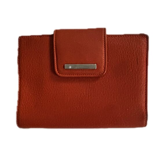 Yancci Womens Small Flap Wallet Orange Leather Bifold Wallet EUC - Picture 13 of 13